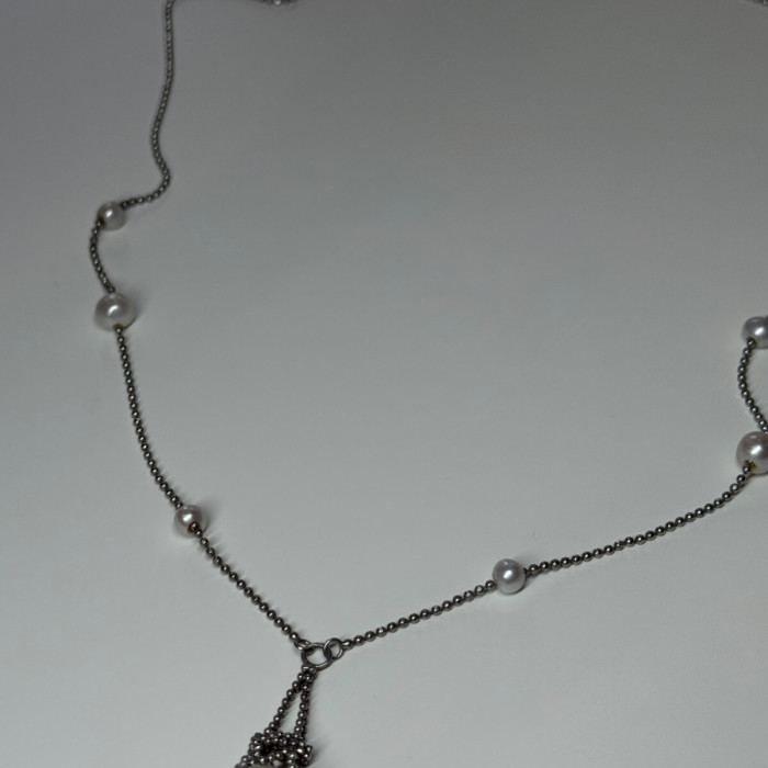 925 Sterling Silver Pearls Necklace Length 18 Inch Elegant