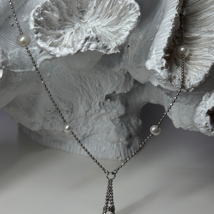 925 Sterling Silver Pearls Necklace Length 18 Inch Elegant