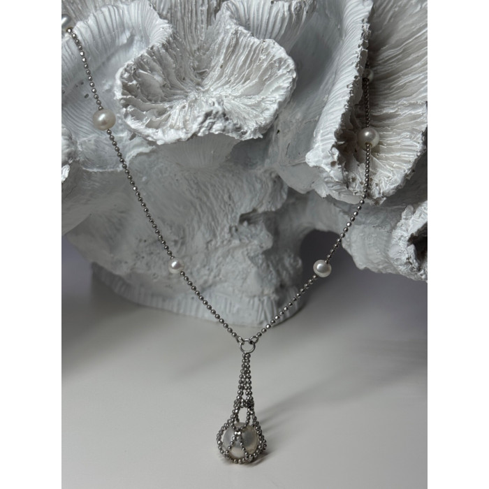 925 STERLING SILVER PEARLS NECKLACE LENGTH 18 INCH ELEGANT