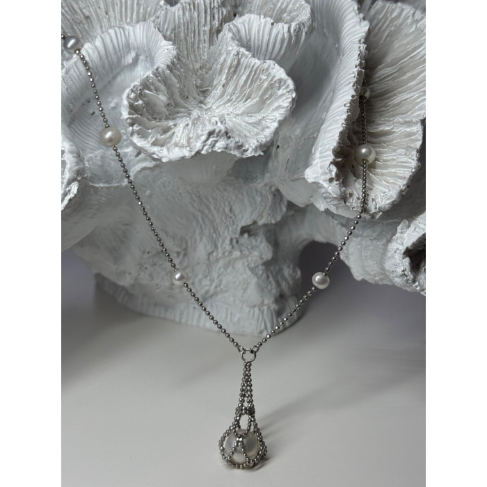 925 STERLING SILVER PEARLS NECKLACE LENGTH 18 INCH ELEGANT