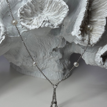 925 Sterling Silver Pearls Necklace Length 18 Inch Elegant