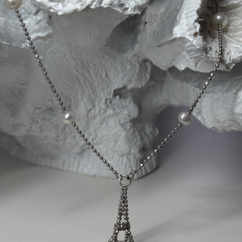 925 Sterling Silver Pearls Necklace Length 18 Inch Elegant
