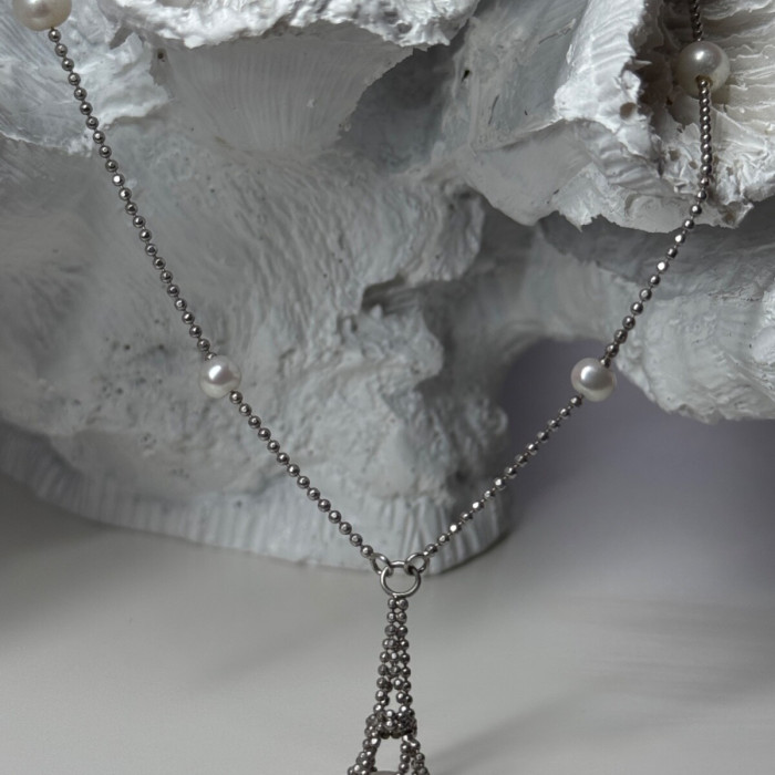 925 Sterling Silver Pearls Necklace Length 18 Inch Elegant