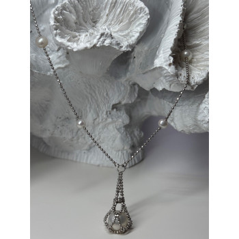 925 STERLING SILVER PEARLS NECKLACE LENGTH 18 INCH ELEGANT