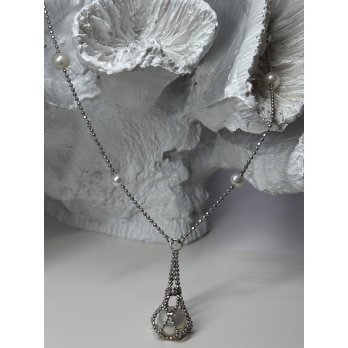 925 STERLING SILVER PEARLS NECKLACE LENGTH 18 INCH ELEGANT