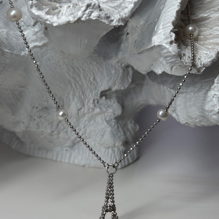 925 Sterling Silver Pearls Necklace Length 18 Inch Elegant