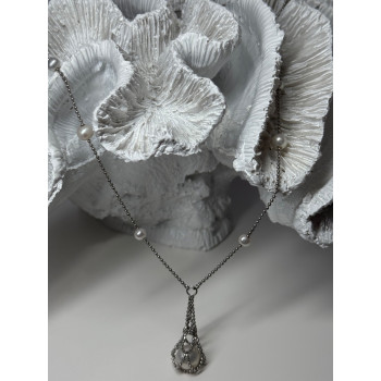 925 STERLING SILVER PEARLS NECKLACE LENGTH 18 INCH ELEGANT