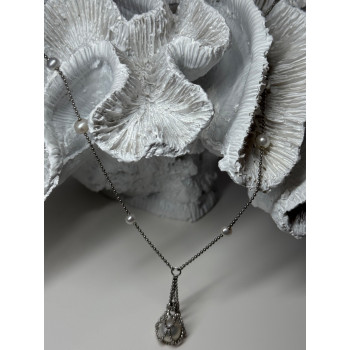 925 STERLING SILVER PEARLS NECKLACE LENGTH 18 INCH ELEGANT