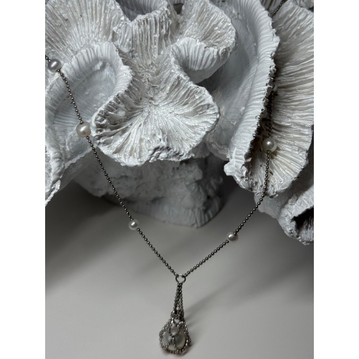 925 STERLING SILVER PEARLS NECKLACE LENGTH 18 INCH ELEGANT