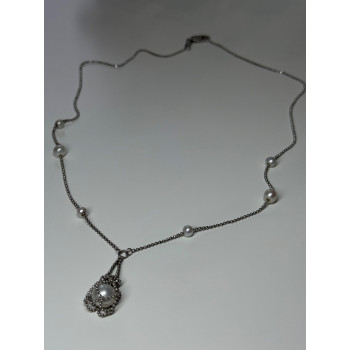 925 STERLING SILVER PEARLS NECKLACE LENGTH 18 INCH ELEGANT