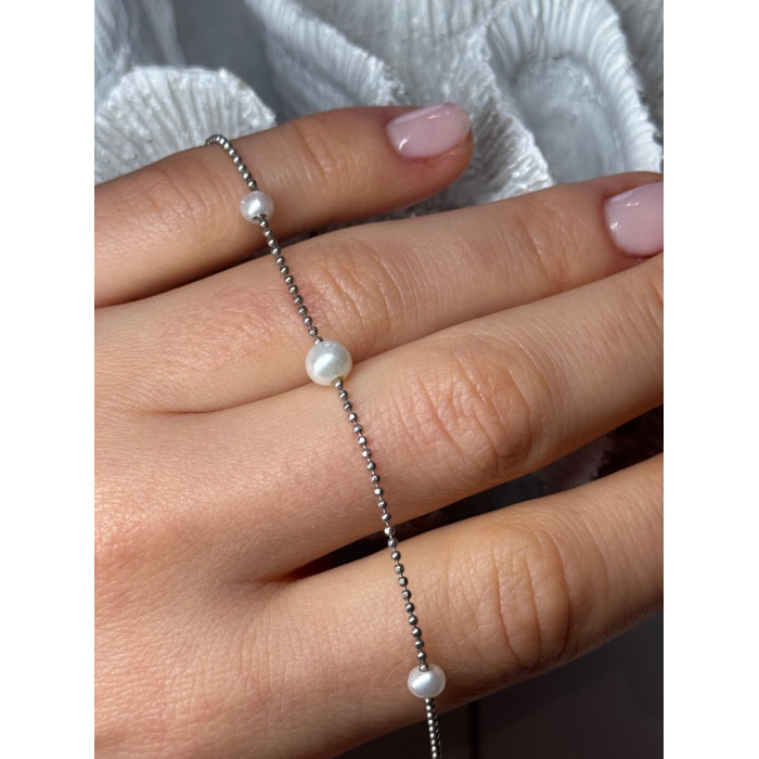 925 STERLING SILVER PEARLS NECKLACE LENGTH 18 INCH ELEGANT