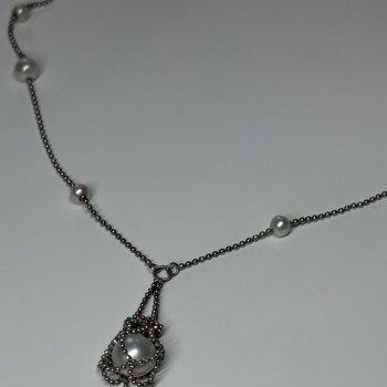 925 Sterling Silver Pearls Necklace Length 18 Inch Elegant