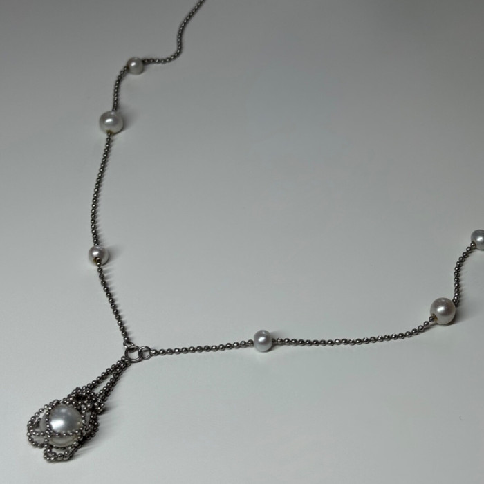 925 Sterling Silver Pearls Necklace Length 18 Inch Elegant