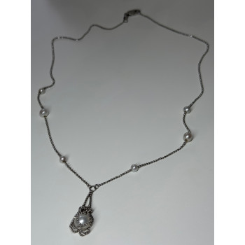 925 STERLING SILVER PEARLS NECKLACE LENGTH 18 INCH ELEGANT