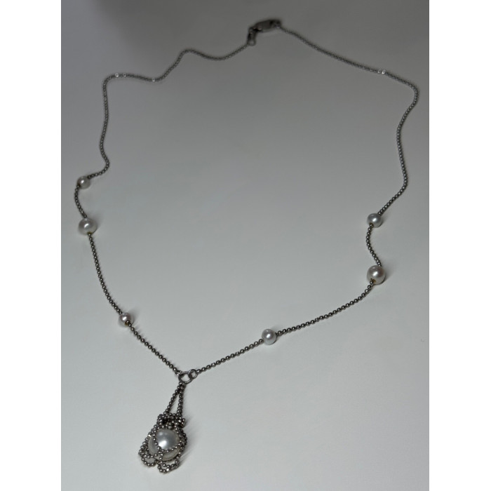 925 STERLING SILVER PEARLS NECKLACE LENGTH 18 INCH ELEGANT