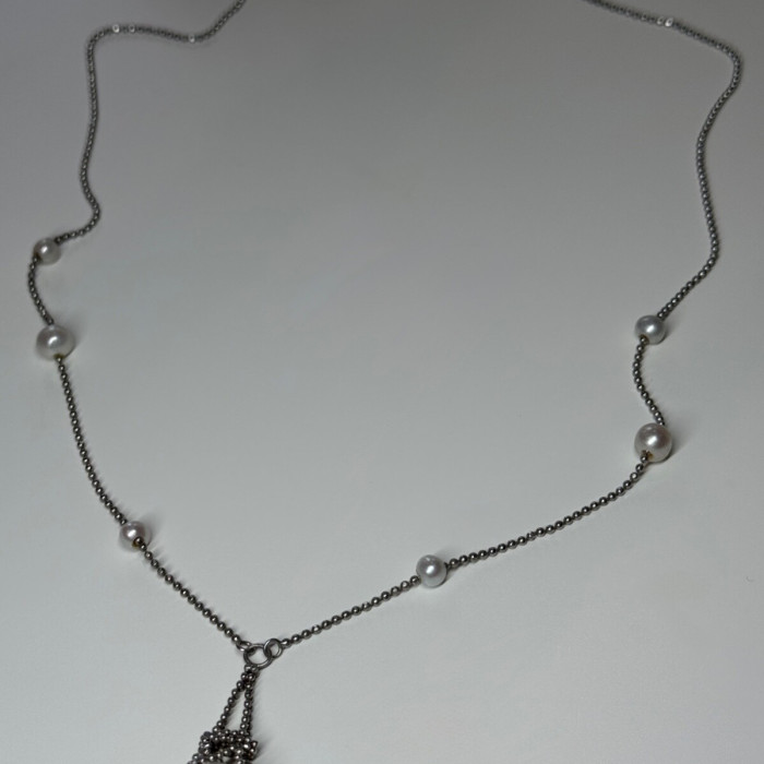 925 Sterling Silver Pearls Necklace Length 18 Inch Elegant