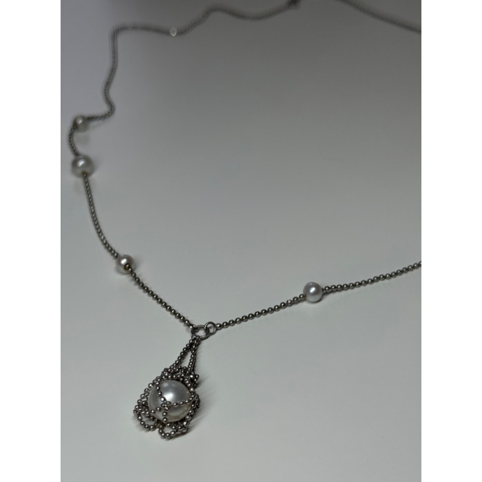 925 STERLING SILVER PEARLS NECKLACE LENGTH 18 INCH ELEGANT