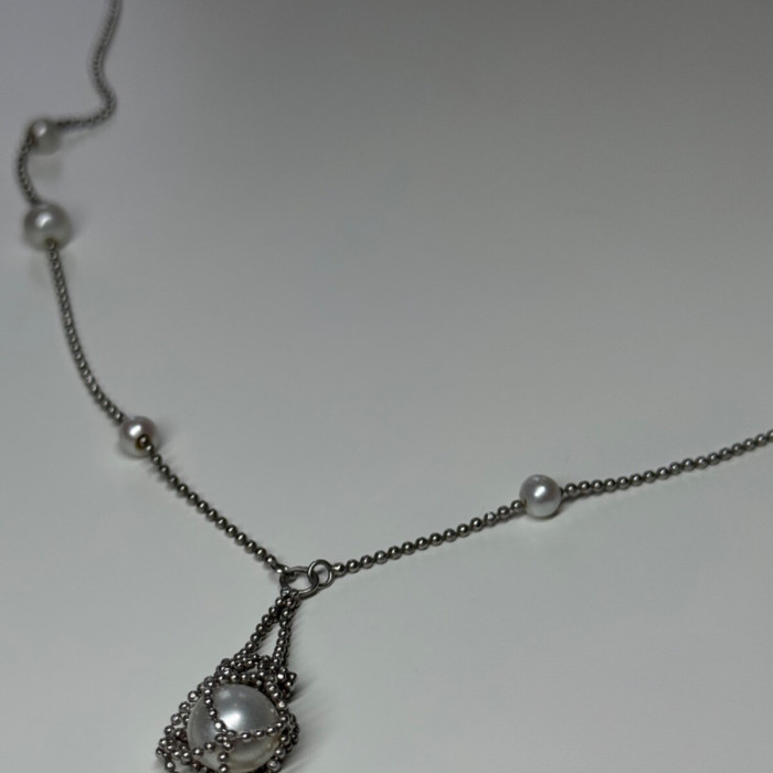 925 Sterling Silver Pearls Necklace Length 18 Inch Elegant