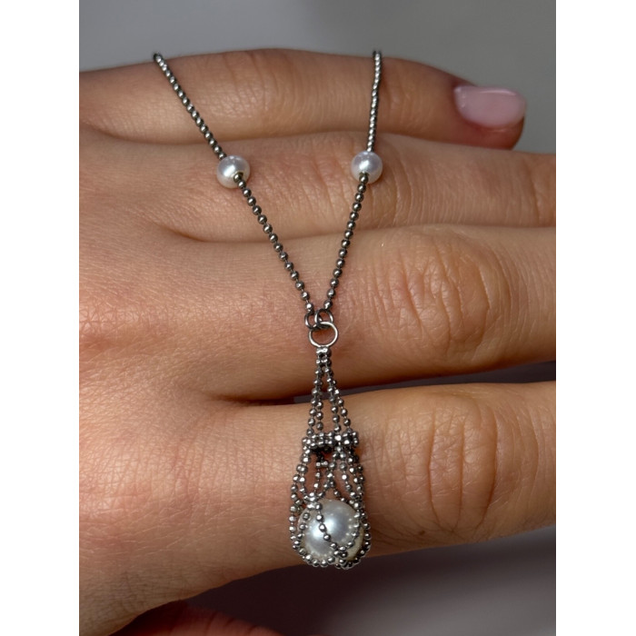 925 STERLING SILVER PEARLS NECKLACE LENGTH 18 INCH ELEGANT