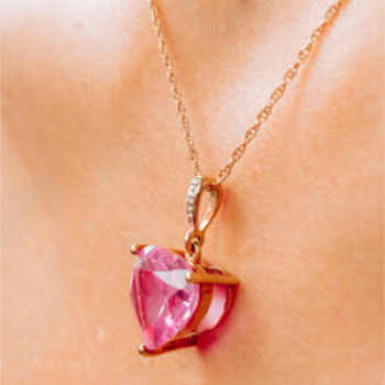 10K Yellow Gold Pink Sapphire & Diamond Pendant