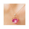 10K YELLOW GOLD PINK SAPPHIRE & DIAMOND PENDANT