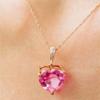 10K Yellow Gold Pink Sapphire & Diamond Pendant