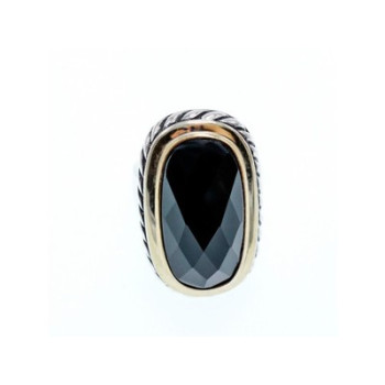 925 STERLING SILVER BLACK NEPHRITE ( JADE ) RING SIZE 7