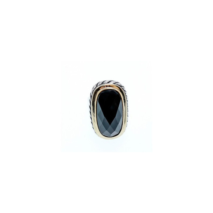 925 STERLING SILVER BLACK NEPHRITE ( JADE ) RING SIZE 7