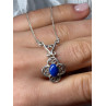 925 Sterling Silver Lapis Lazuli Necklace Length 19 In