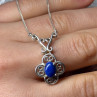 925 Sterling Silver Lapis Lazuli Necklace Length 19 In