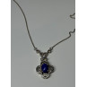 925 Sterling Silver Lapis Lazuli Necklace Length 19 In