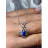 925 Sterling Silver Lapis Lazuli Necklace Length 19 In