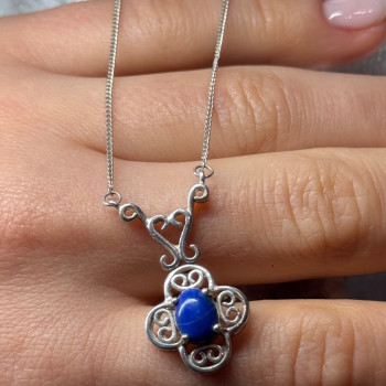 925 Sterling Silver Lapis Lazuli Necklace Length 19 In