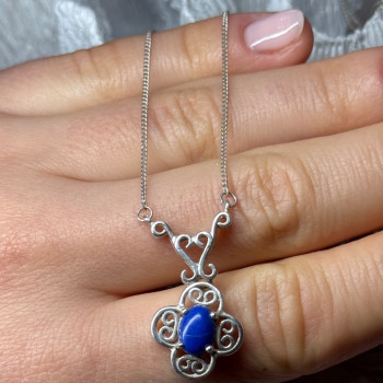 925 Sterling Silver Lapis Lazuli Necklace Length 19 In