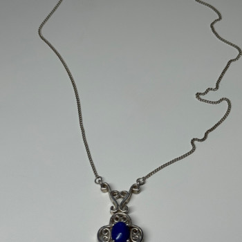 925 Sterling Silver Lapis Lazuli Necklace Length 19 In
