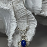 925 Sterling Silver Lapis Lazuli Necklace Length 19 In