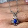 925 Sterling Silver Lapis Lazuli Necklace Length 19 In