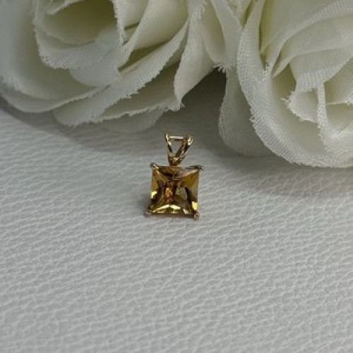 10K YELLOW GOLD CITRINE PENDANT LENGTH 0.40 INCH