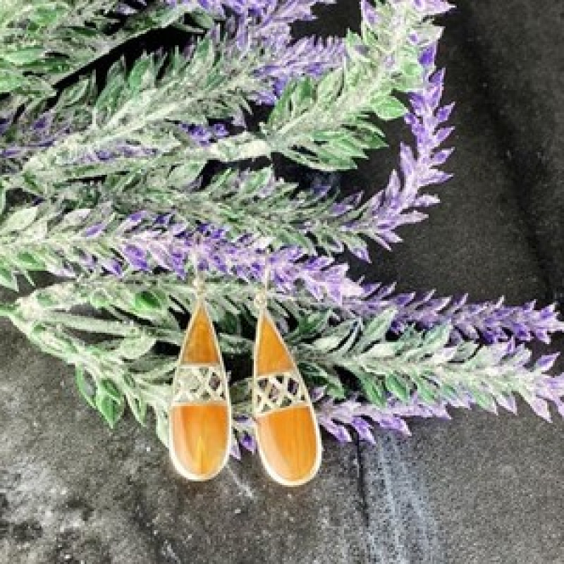 Vintage 925 Sterling Silver Agate Earrings