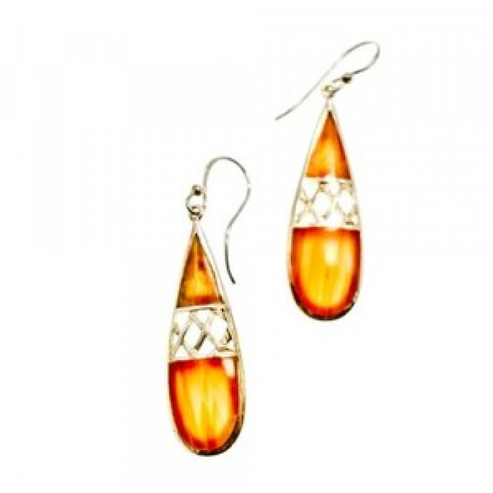 Vintage 925 Sterling Silver Agate Earrings