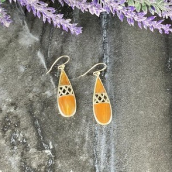 Vintage 925 Sterling Silver Agate Earrings