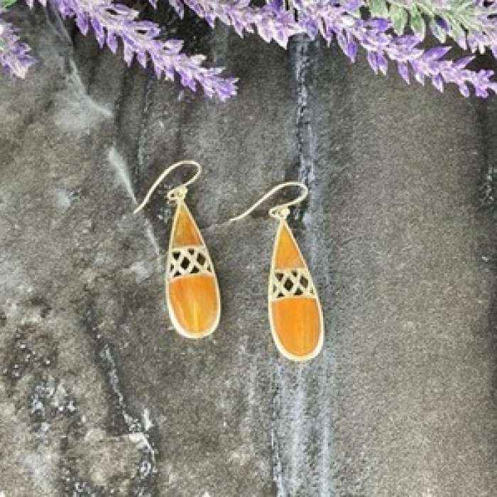 Vintage 925 Sterling Silver Agate Earrings
