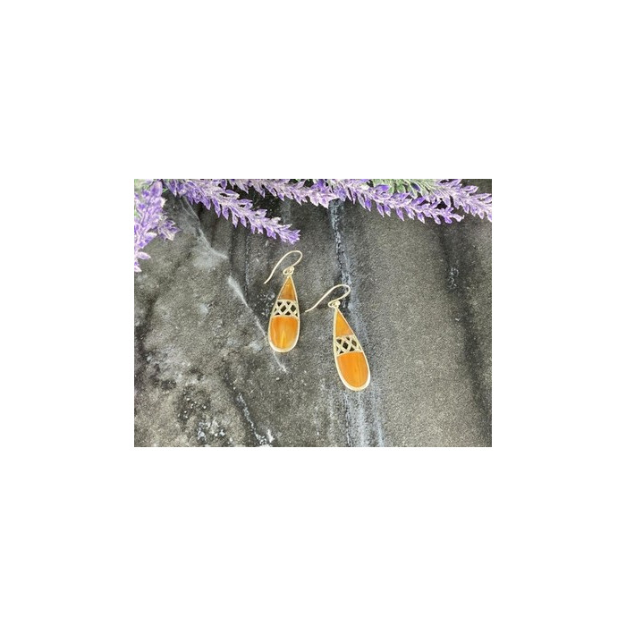 Vintage 925 Sterling Silver Agate Earrings