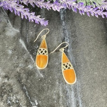 Vintage 925 Sterling Silver Agate Earrings