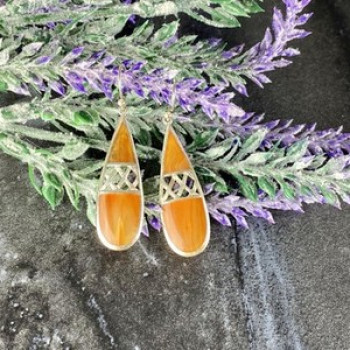 Vintage 925 Sterling Silver Agate Earrings