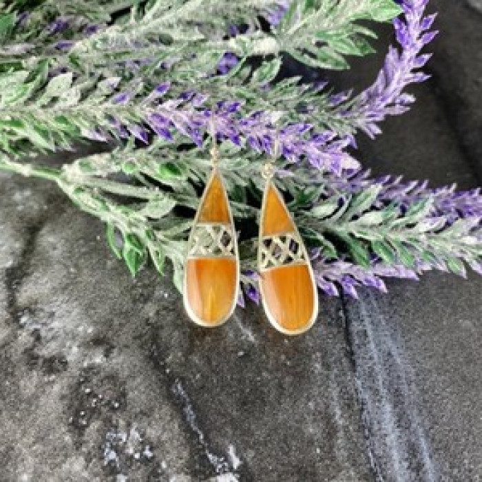Vintage 925 Sterling Silver Agate Earrings