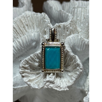 925 Sterling Silver Turquoise Pendant Length 1.3 Inch