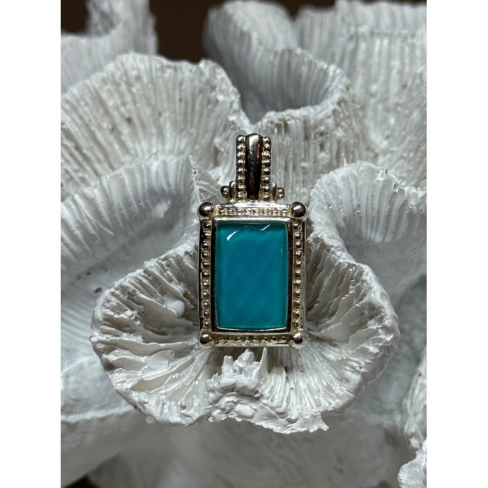 925 Sterling Silver Turquoise Pendant Length 1.3 Inch