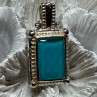 925 Sterling Silver Turquoise Pendant Length 1.3 Inch