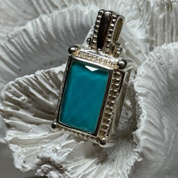 925 Sterling Silver Turquoise Pendant Length 1.3 Inch